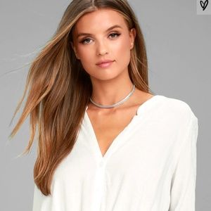 LULU'S MAKING A DIFFERENCE WHITE BUTTON-UP TOP